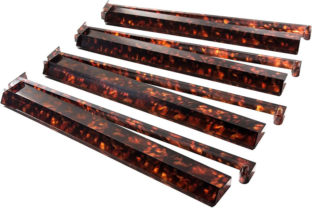 Mahjong Racks Set of 4, Tortoise Shell Acrylic Mahjong Tile Racks with Pushers, Stylish Game Night Table Decor, Gift for Women & American Mahjong Players