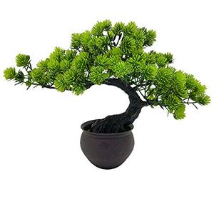 Fycooler Artificial Bonsai Tree Miniature Japanese Zen Tree 33 cm in Width Juniper Bonsai Fake Plant Greenery for Home Office Decor Desktop Display, 13"D x 5"W x 10"H