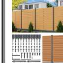 6FT 201 Stainless Steel Heavy Duty Fence Post for Wood Slats(Serial Post), Outdoor Ground Install Wooden Privacy Fence Panels Posts Matte Black 1Pack