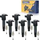 6PCS UF546 Ignition Coils + 6PCS 7854 Iridium Spark Plugs Ignition Coils Pack Fits for 2006-2011 Azera, 2006-2010 Sonata, 2006-2014 Sedona 3.3L 3.5L 3.8L, Coil Pack Set Aftermarket Parts