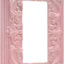 Decorative Outlet Covers Pink 3D Floral Embossed 1 Gang Rocker Light Switch Cover Plate Single Decora Light Switch Covers Wall Plate Faceplate for Bedroom Home Decor