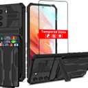 for Samsung Galaxy S21 FE 5G Case Wallet with Card Holder, Built-in Stand with Screen Protector, 360 Full Body Shockproof Heavy Duty Case for Samsung Galaxy S21 FE 6.4'' (Not Fit S21)