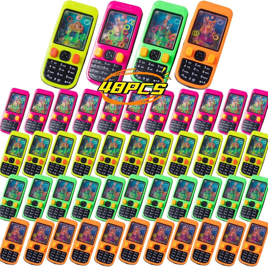 48 Pcs Handheld Water Ring Games Party Favors, Easter Egg Fillers, Back to School Classroom Prizes,Goodie Bags Stuffers,Return Gifts for Kids Birthday Party,Treasure Box,Pinata Filler Bulk