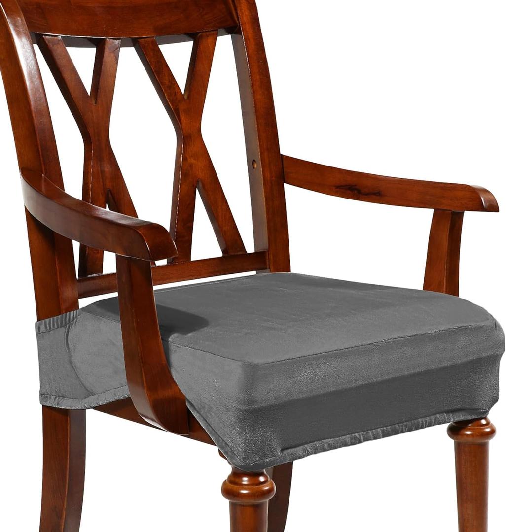 Havawish Large Dining Room Chair Seat Covers with Armrest Dining Chair Slip Covers Protectors(1 Pcs,Dark Gray)