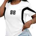 Hilinker Women's Funny Graphic Tees Summer Cute Tops Casual Loose Short Sleeve T Shirts White Black 98 Medium (M)