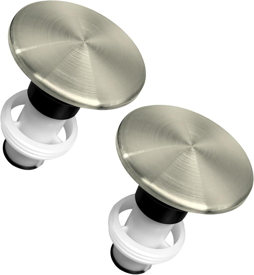 972-098J Plumbing-Equipment Brushed Nickel Drain Sink Stopper, Drain Sink Plug Part Push & Seal Drain Stopper Assembly