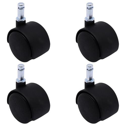 S SYDIEN Plastic Caster Wheels 1.5 Inch, M8 Circlip Swivel Casters Set of 5, Black Nylon Replacement Casters Wheels for Furniture Table Cabinet Office Chair