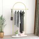 Gold Clothing Rack, Modern Clothes Rack with Shelf, Heavy Duty Freestanding Coat Rack, Metal Coat Hanger Stand with Hooks for Boutique Office