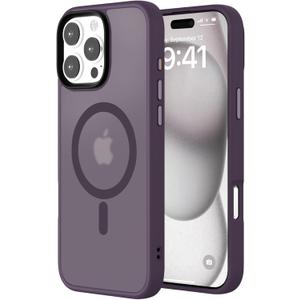 Upgraded Magnetic for iPhone 16 Pro Max Phone Case, [Compatible with Magsafe & Military-Grade Protection] Slim Translucent Matte Phone Case for iPhone 16 Pro Max 6.9 inch,Midnight Purple