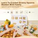 Blanket Crochet Kit for Beginners, Granny Squares Crochet Blanket Kit with Soft Yarns, Detailed Instructions & Step-by-Step Tutorials, Easy Knitting Kit for Beginner Craft Gift(Yellow Sunflower)