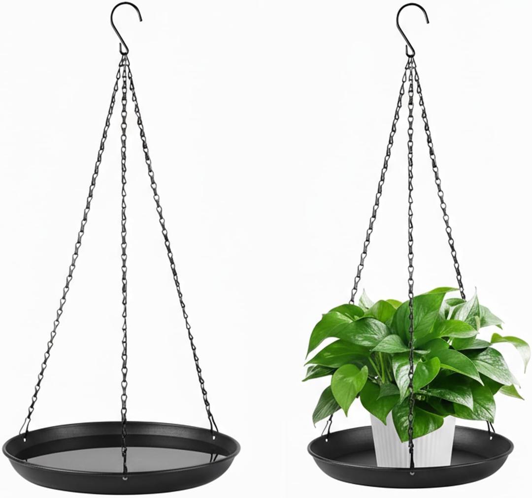 gajavo Metal Plant Hanger for Indoor Outdoor Use,Hanging Planters for Plants Basket with 9.8in/11.8inDiameter, Black Window Shelf for Plants11.8IN