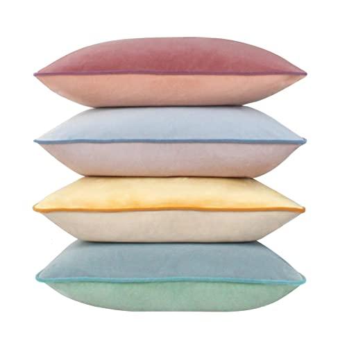 Btyrle Throw Pillow Covers 18x18 Set of 4 Soft Velvet Couch Cushion Covers Modern 8-Colors Designs Pillowcases Decorative Cushion Cases for Sofa Bedroom Home Decor(Morandi Series)