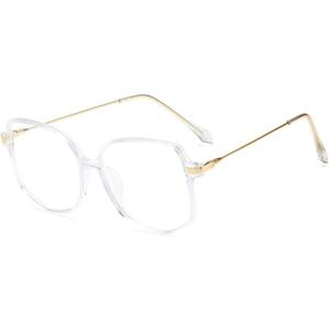 Jingyuton Oversized Myopia Glasses for Men Women stylish Nearsighted Glasses Large Frame Distance Eyewear (Transparent, -3.00, Diopters)