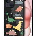Case Compatible with iPhone 15 Pro Max,Black Colorful Dinosaur Birthday, Shock Absorption and Anti Drop Protection for Mobile Phones for iPhone 15 Pro Max