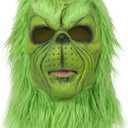 The Christmas Cosplay Mask, Christmas Costume Latex Mask Adult,Green Cosplay Costume Mask