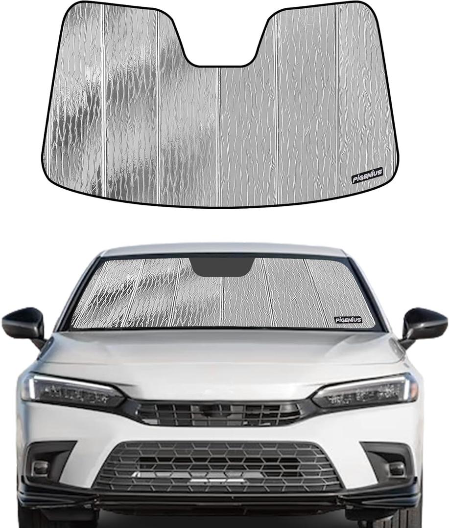 Windshield Sun Shade for Honda Civic 11th Gen 2022-2025,Front Window Sunshade Shield,2-in-1 Reflective Sun Shade,Silver for Summer, Black for Winter