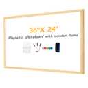 Magnetic Whiteboard 36"x24" Decorative Wood Frame Wall-Mounted
