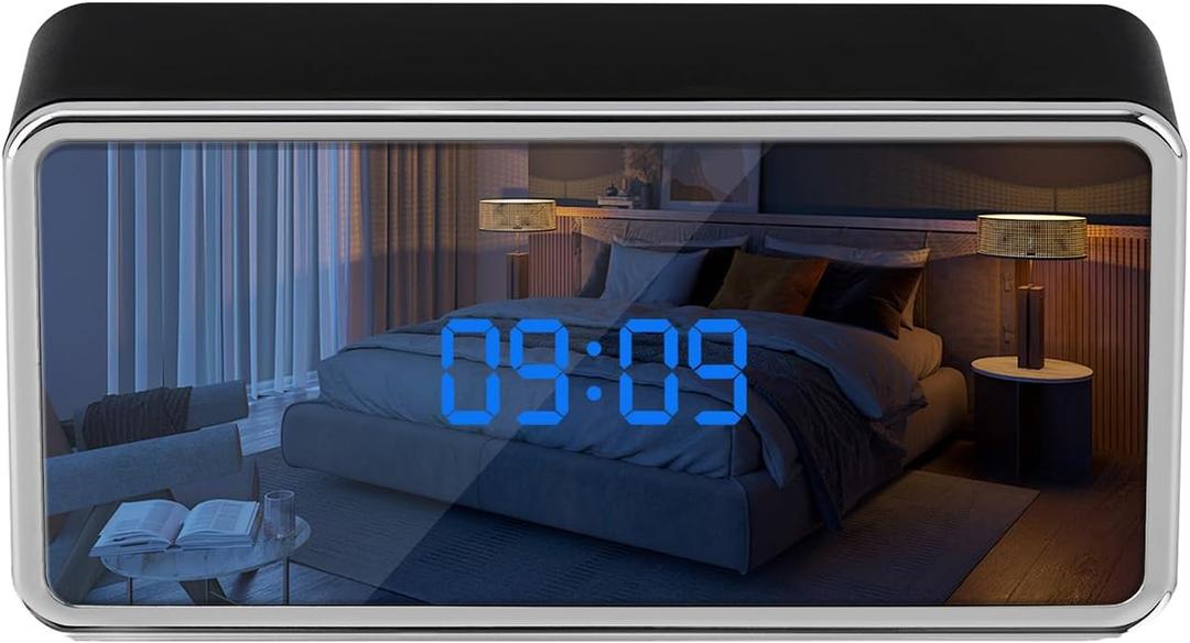 Security Camera for Home, 4K Clock Camera, Pets Cat Dog Cameras, Smart Home Indoor Cameras, Nanny Camera Clock with Night Vision and Motion Detection (Ink Black)