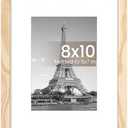 upsimples 8x10 Picture Frame, Display Pictures 5x7 with Mat or 8x10 Without Mat, Wall Hanging Photo Frame, Natural, 1 Pack