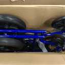 Medline Lightweight Foldable Transport Wheelchair with Handbrakes and 12-Inch Wheels, Blue Frame, Black Upholstery