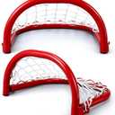 Soulchen 2 Pcs Mini Street Hockey Net Youth Indoor Outdoor Sport Steel Hockey Goal for Roller Street Portable Junior Goal Practice and Training