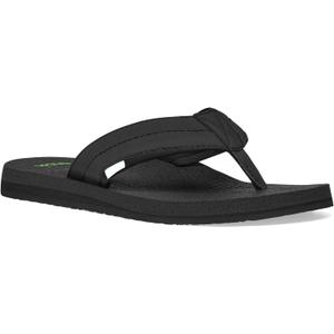 Sanuk Beer Cozy IV Mens Flip Flops - Memory Foam Beach Sandals, Black, 13