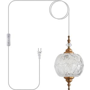 Plug in Pendant Light Fixtures Brass Vintage Pendant Lights Ceiling Pendant Fixtures for Bedroom Living Room Dining Room Kitchen Island