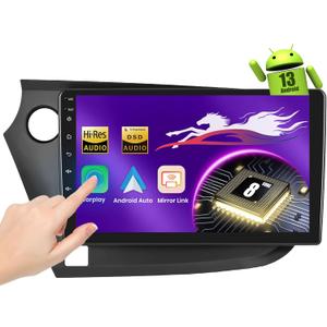 Wireless Carplay Car Stereo for Honda Insight 2009-2014 with 9-Inch Touchscreen, [Qualcomm 8-core 4+64GB] Upriding Android 13 Car Radio Android Auto BT5.1/DSP/Hi-Res Audio/WiFi/SWC/GPS/OTA+Backup Cam