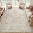 Washable Rugs 8x10 Area Rugs for Living Room, Large Neutral Rugs for Bedroom, Soft Vintage Dining Room Rug, Low Pile Non Slip, Boho Print Carpet for Nursery Playroom Kitchen Home Office-Beige 8'x10'