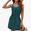 Bluetime Women Hollow Out Swimsuit Coverups Spaghetti Strap Boho Summer Dresses Casual Sundress S
