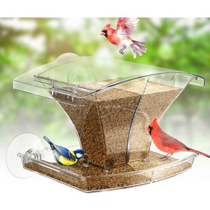 Window Bird Feeder for Outside with Waterproof Seed Storage  Strong Suction Cups, Large Capacity, Easy to Clean, Gifts for Bird Lovers (2.0LB)