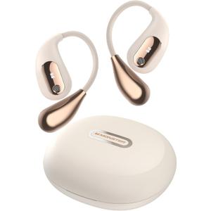 Monster Open Ear AC210 Headphones, True Wireless Bluetooth Earphones with Microphone, Wireless Headphones 30 Hours Playback, Type-C Charging, Touch Control, IPX5 Waterproof Open Ear Earbuds,White