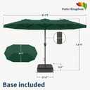 15FT Double Sided Patio Umbrella with Base Included Large Outdoor Market Umbrella with Crank Handle, UV Resistant Canopy, Sturdy Frame for Garden, Poolside, Deck, Forest Green