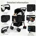 AODI Pet Stroller for Small Dogs and Cats with 4 Wheels, 3 in 1 Foldable Dog Stroller with Detachable Carrier, Breathable Mesh, Storage Basket & Cup Holder, Up to 33 lbs
