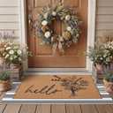 Tinideya 2 Pcs Door Mat Welcome Non Slip Coir Mats Floor Layering Doormats Seasonal for Front Porch Entryway Decor(Wildflower) (23.6 x 35.4 Inches, Black White and Brown)