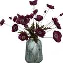 IPOPU Burgundy Silk Flowers 6PCS Fake Poppies Artificial Flowers for Veterans Day Floral Centerpieces, Tables, Wedding Decorations, Reception, Vase not included