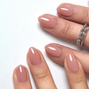 CurvLife Soft Gel Almond Extra Short Press On Nails, Long-Lasting Reusable Peach Nude Fake Nails Kit with Glue & Tabs, 32Pcs Salon-Quality Stick On Nails for Women At-Home Manicure
