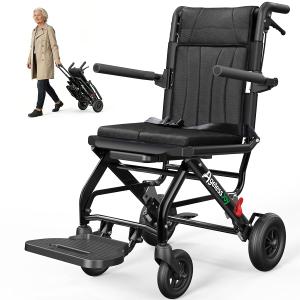 AGELESSJOY Transport Wheelchair for Adults & Seniors, Black