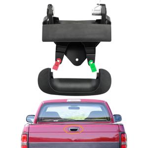 Tailgate Handle Set, Compatible with 1994-2002 Dodge Ram 1500 2500 3500 Pickup, Set of 2 Rear Bed Tail Gate Latch Handle & Bezel Trim with Rod Clips Assembly, Replace# CH1916101, CH1915102, 55074751