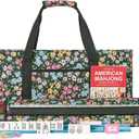 ZGME American Mahjong Set,166 White Tiles with Dark Green Small Flower Bag and Accessories,4 All-in-One Mahjong Racks with Pushers