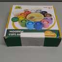 Ball in Cup Montessori Wooden Rainbow Color Sorting Toy for Toddlers - Preschool Color Matching - 12 Balls 40mm