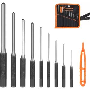 HORUSDY 9 Pieces Roll Pin Punch Set, Removing Repair Tool with Holder for Automotive, Watch Repair, Jewelry and Craft