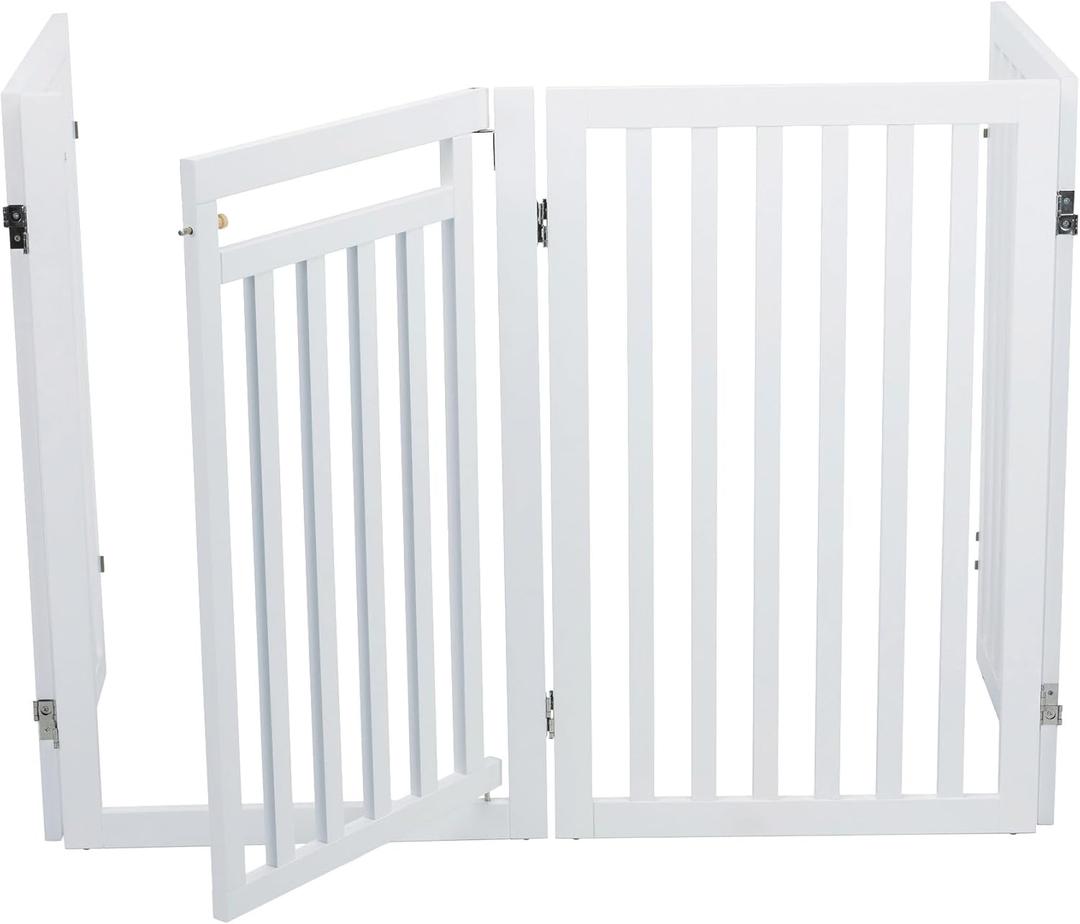 TRIXIE Dog Barrier Four Panel White Gate, 80"-20" L x 2" W x 31.5" H