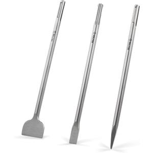 ZELCAN Chisel Set with SDS Max Shanks, 3pc Masonry Concrete Drill Bit Set, 18" Flat Point Scaling Chisels 40Cr Steel SDS Max Bits Rotary Hammer Drill Home Improvement Tool Kit for Brick Stone Concrete