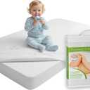 Vesta Baby Crib Mattress Protector - 52” x 28” Noiseless Waterproof Pad Cover - Absorbent Soft Jacquard Bamboo Rayon Fitted Sheet for Infant & Toddler Bed Potty Training