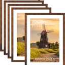 20x28 Picture Frame Set of 5, Rustic Brown Poster Frame, Display Pictures 16 x 24 with Mat or 20 x 28 Without Mat for Horizontal or Vertical Wall Mounting, Wall Gallery Frame, 20x28-5PACK