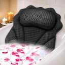 Bath Pillow RUVINCE Ergonomic Luxury Bathtub Pillow with Head, Neck, Shoulder and Back Support, 4D Bath Pillows for tub with 6 Powerful Suction Cups, Fits All Bathtub, Spa Tub, Hot Jacuzzi (Black)