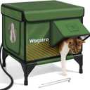 Heated Cat House for Outside, Insulated Weatherproof Heated Outdoor Cat House with Waterproof Eaves & Escape Door, Elevated Outdoor Cat Shelter for Feral Stray Cat (Green, 16.5"x13"x16.9")