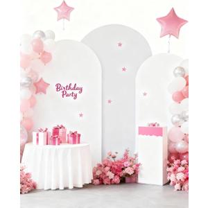 Hemmotop White Arch Backdrop Cover, Set of 3 (7.2/6.6/6 ft) Wedding Arch Stand Cover, Arched Stretchy Spandex Backdrop for Birthday Party, Baby Shower, Graduation, Banquet Decoration, 3 Pieces