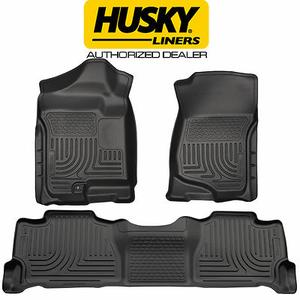 Husky Liners Weatherbeater Floor Mats | Fits 2007-2014 Cadillac Escalade, Chevrolet Tahoe & GMC Yukon | Front & 2nd Row, 3-pc Black - 98251
